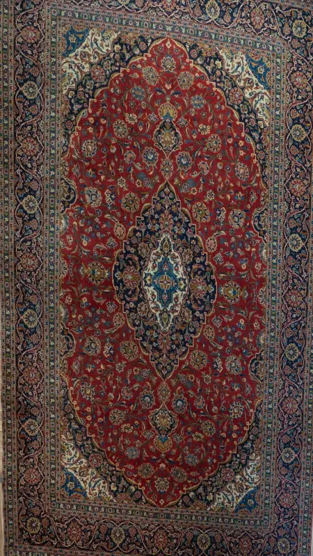 Kashan Wool Silk Rug 9.5'x12.5'