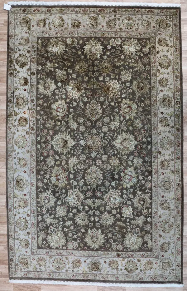 Tabriz Wool Silk Rug 6'x9'