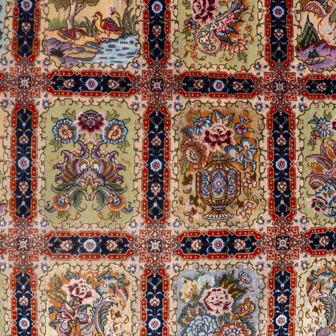 Handwoven Tabriz Garden Panel Silk Base Rug – 6'8" × 9'8" View 7