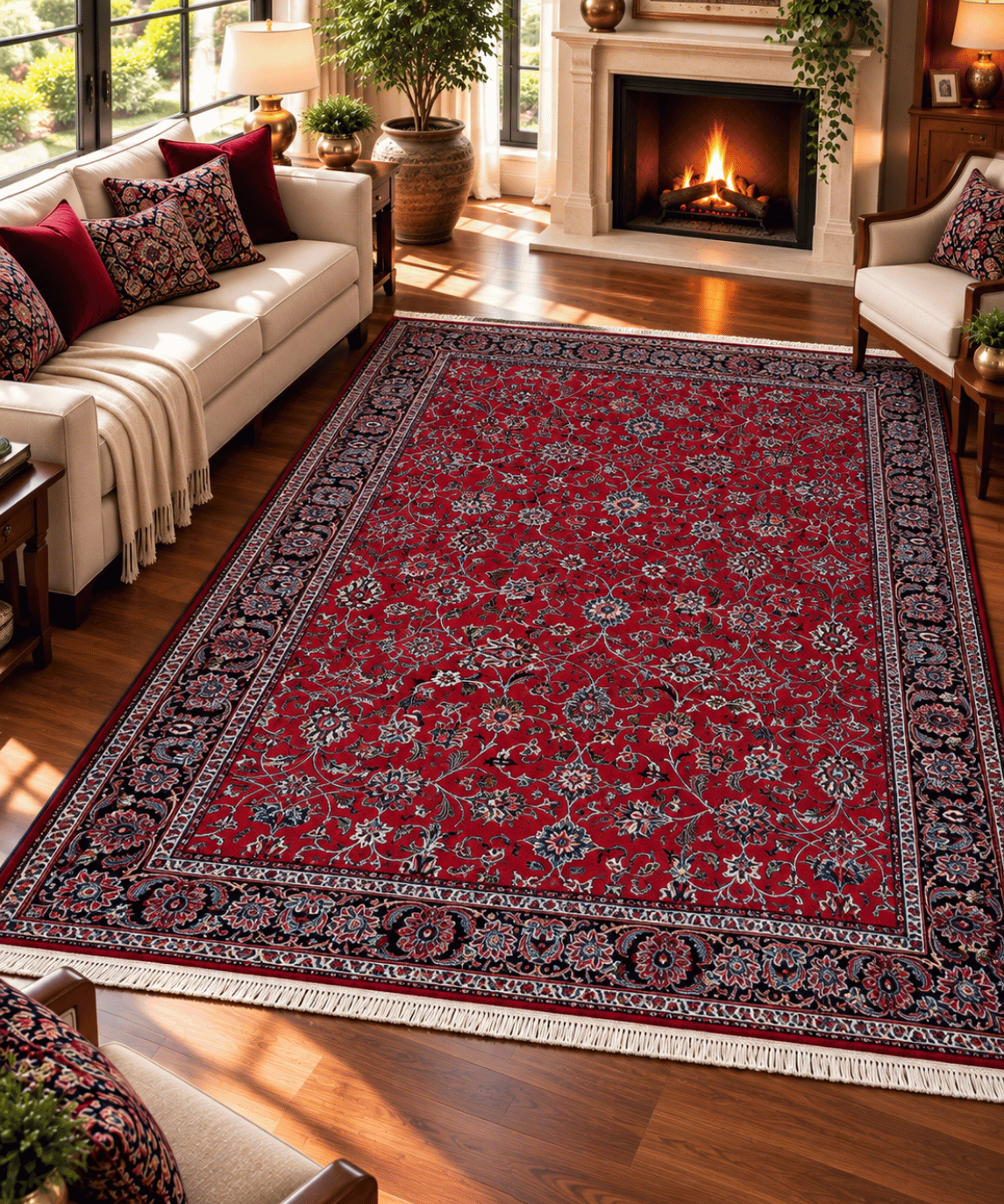 Traditional Bidjar Wool & Silk Handwoven Oriental Rug – 6'6" × 8'6" View 1
