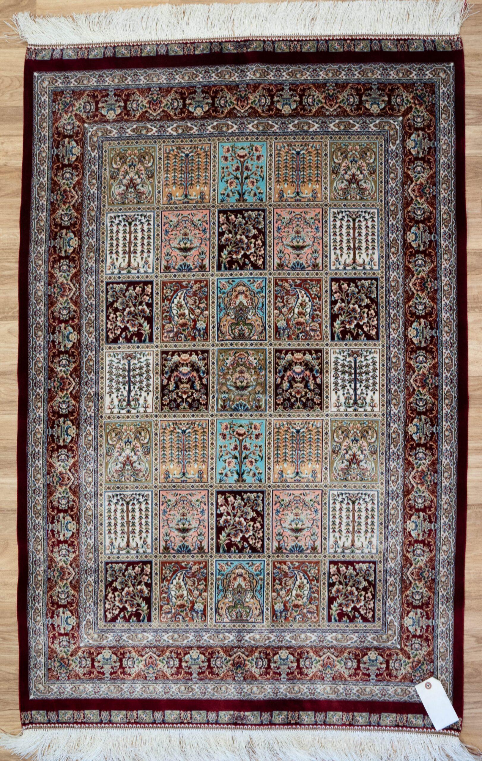 Qum Design Silk rug 3.2'x4.10' View 1