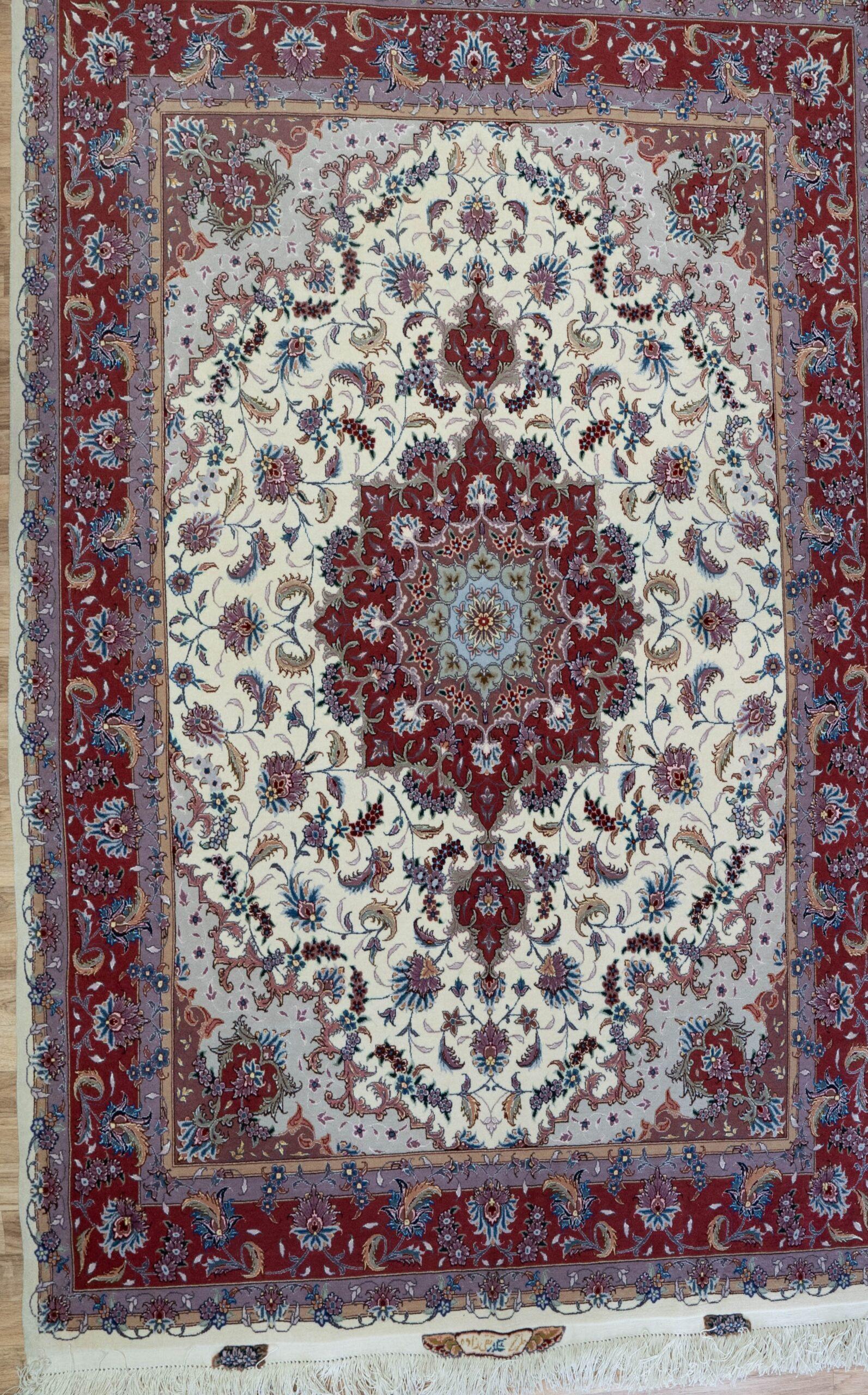 Tabriz Wool Silk Rug 5'x7' View 1