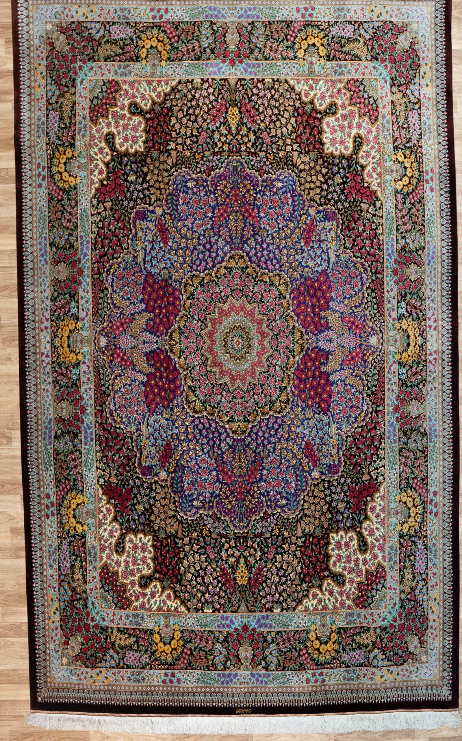 Qum Design Pure Silk Rug 8'x10' View 2