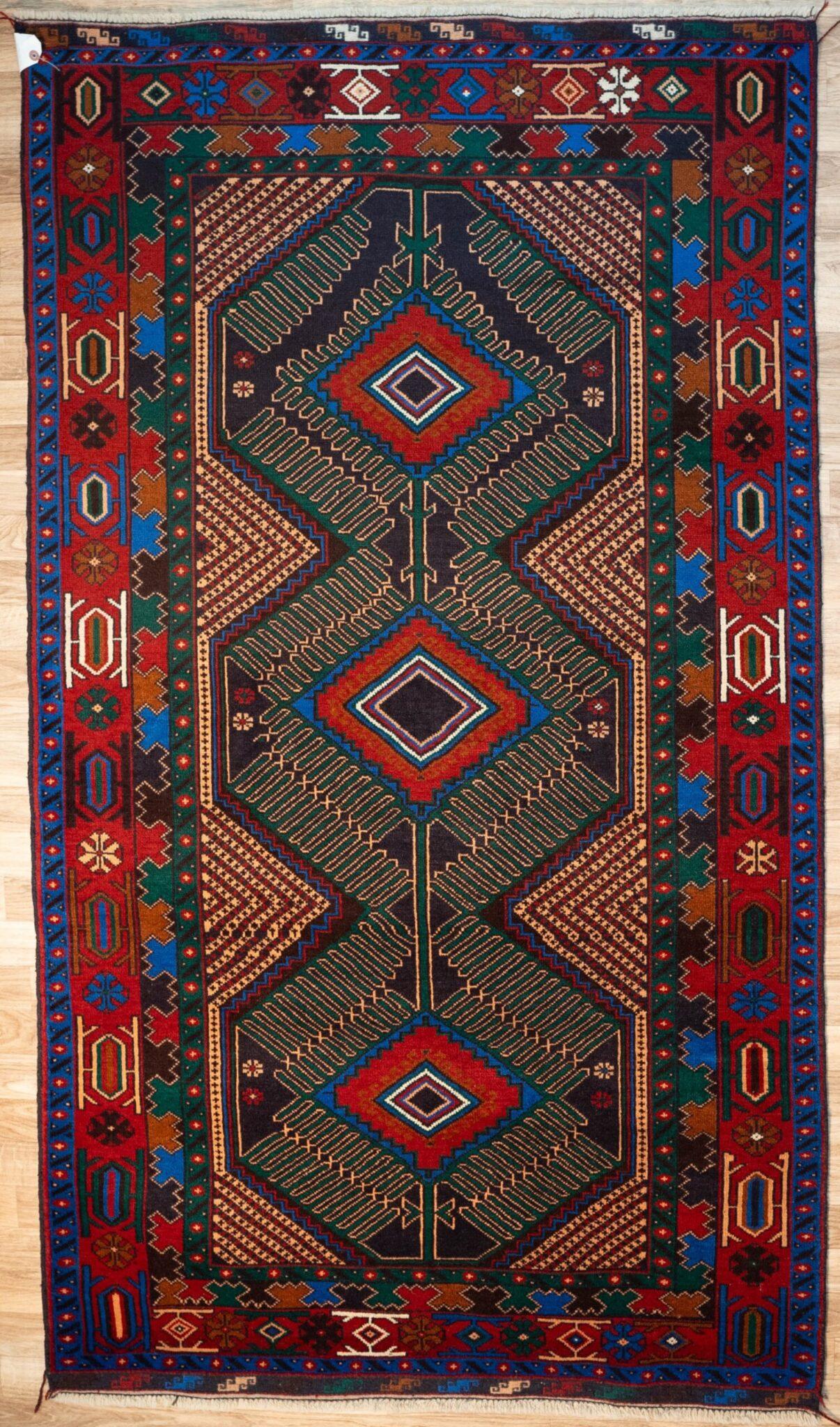 Baluch Wool Rug 3.7'x6.9' View 1