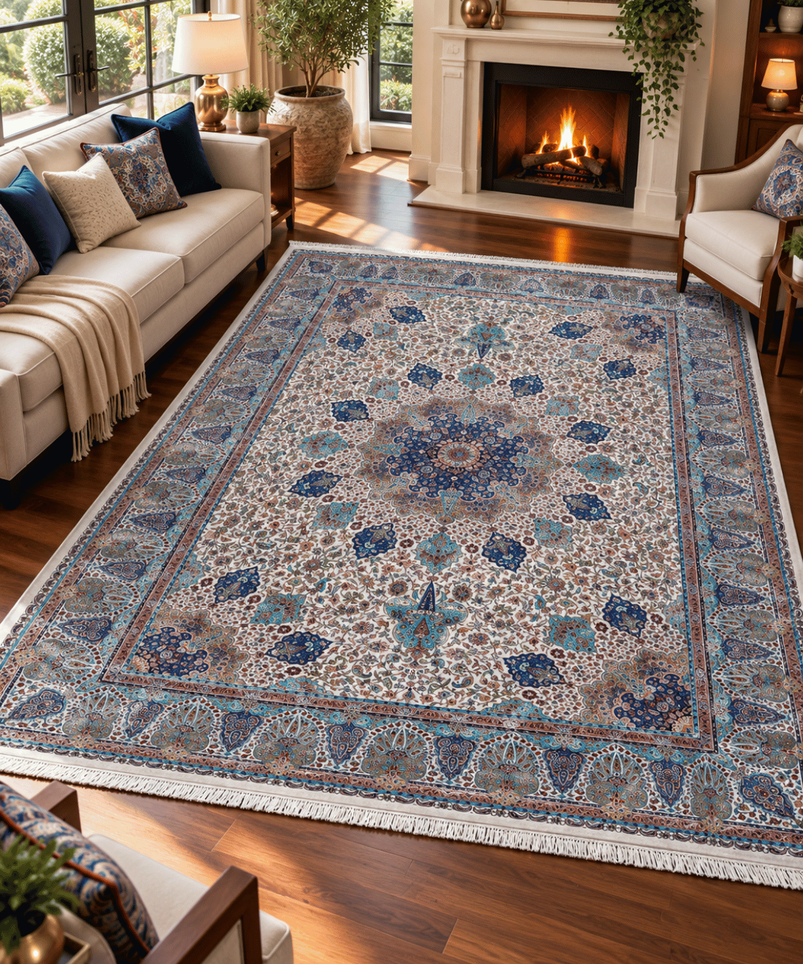 Luxury Qum Silk Handwoven Oriental Rug – 10'2" × 13'2" View 1