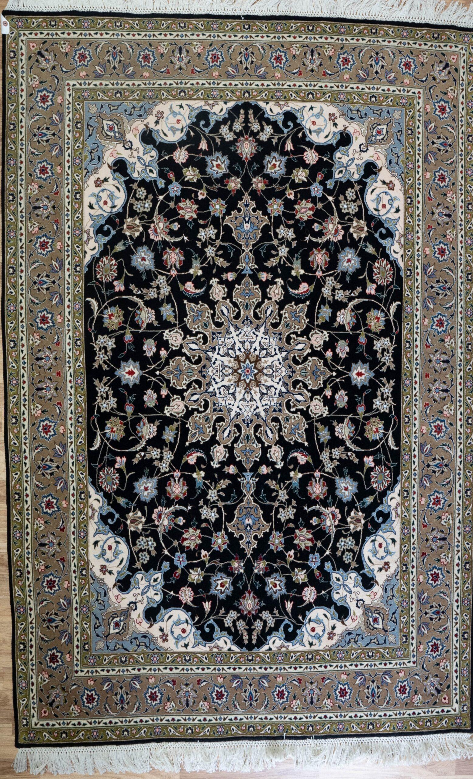 Tabriz Wool Silk Rug 5.6'x7.6'