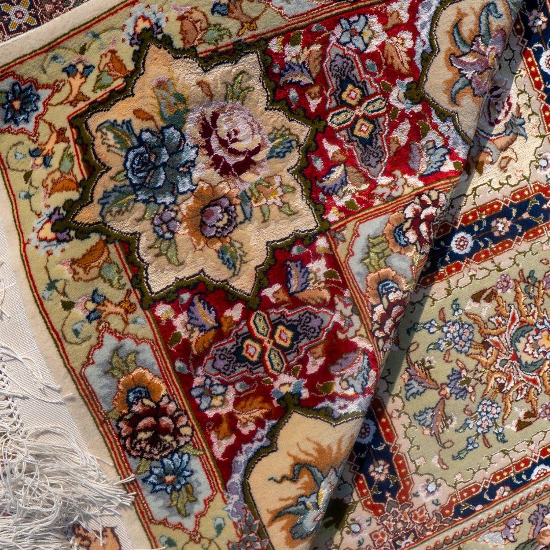 Handwoven Tabriz Garden Panel Silk Base Rug – 6'8" × 9'8" View 8
