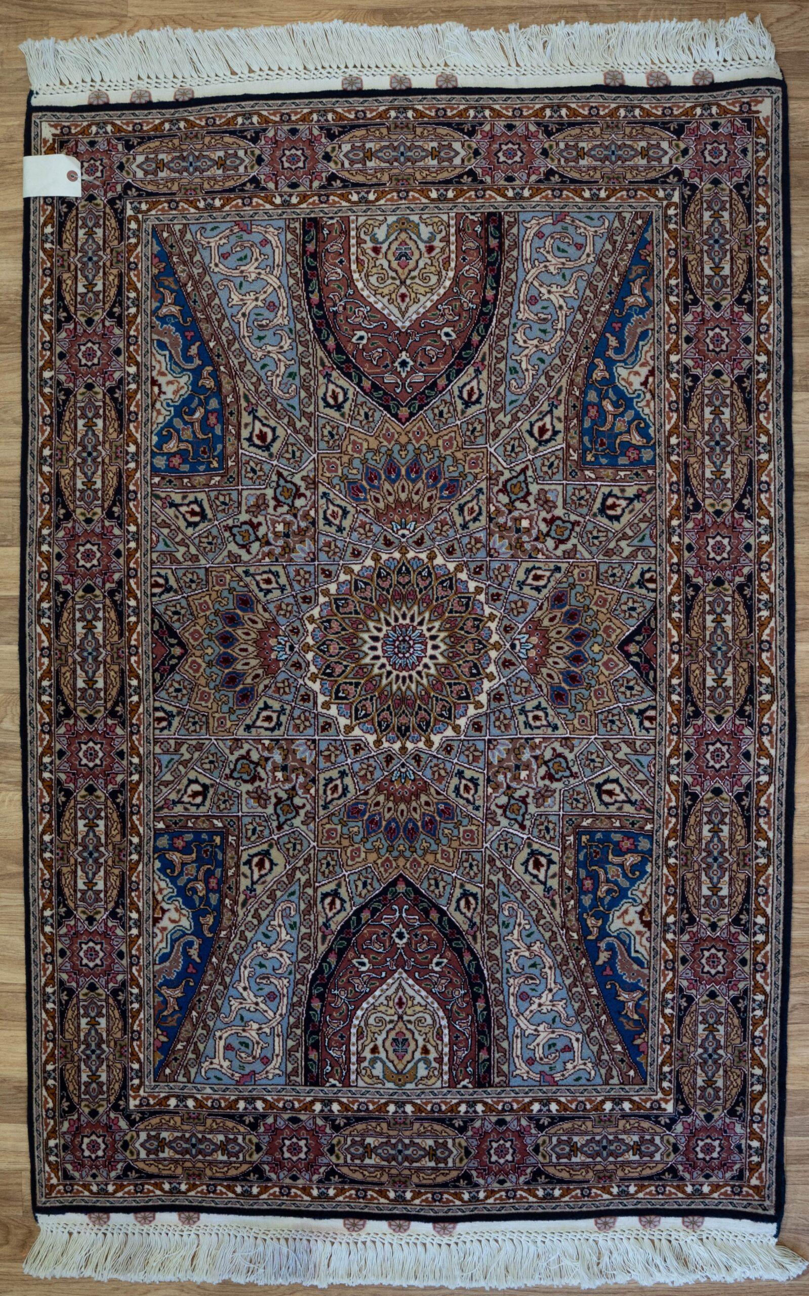 Tabriz Wool Silk Rug 3.4'x5'