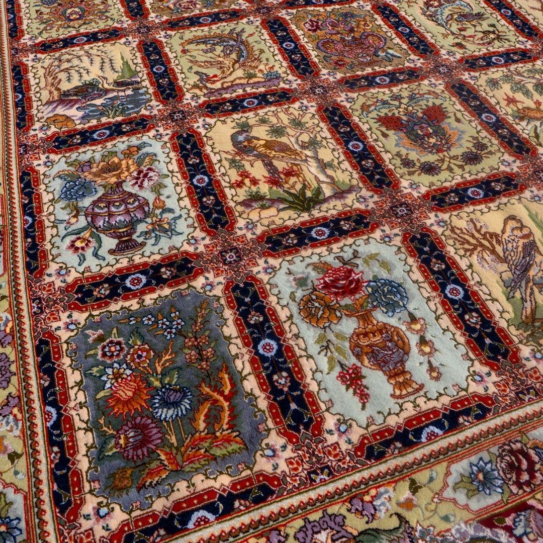 Handwoven Tabriz Garden Panel Silk Base Rug – 6'8" × 9'8" View 5