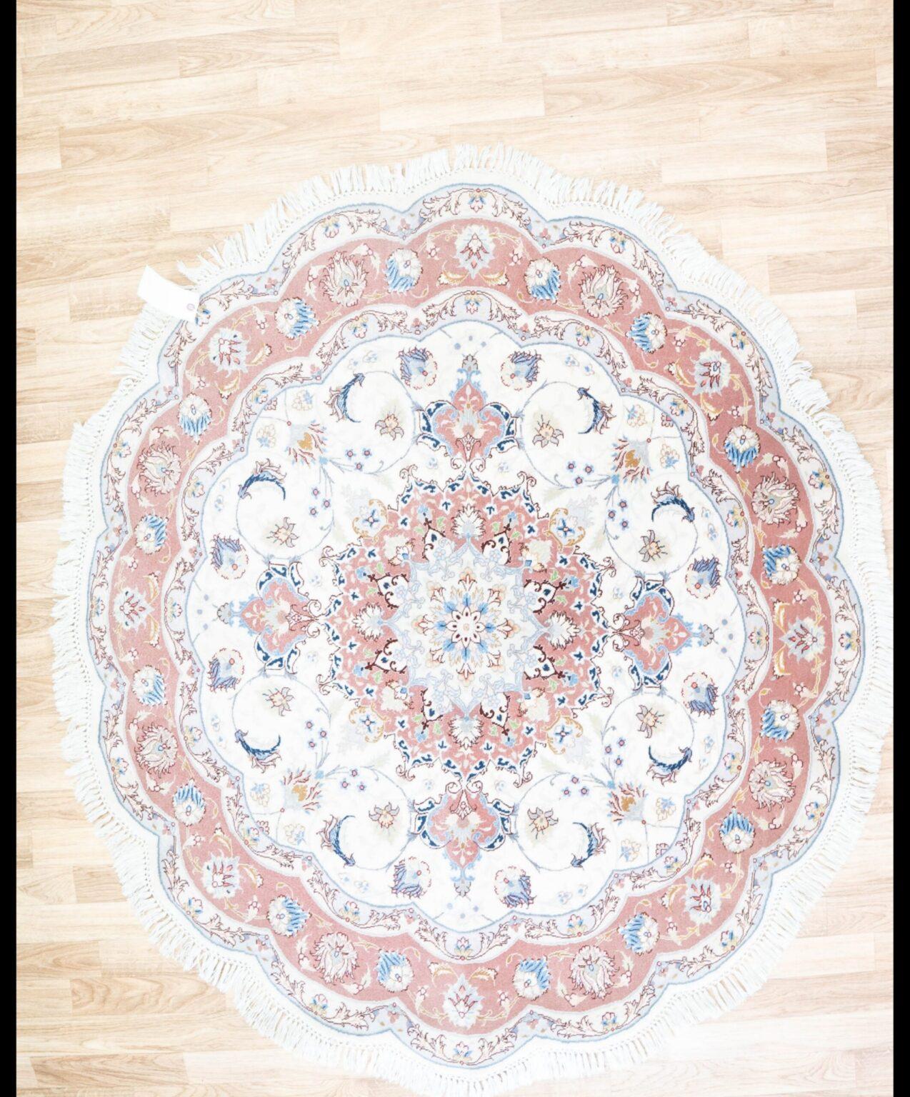 Tabriz Wool Silk Rug 5'x5' View 1
