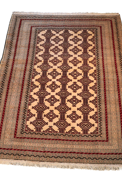 Turkmen Kurk Wool Rug Silk Base 5.11′ x 4.3′