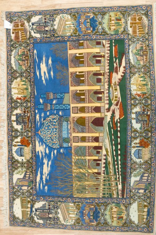 Isfahan Wool Rug 3.9’x5.1′