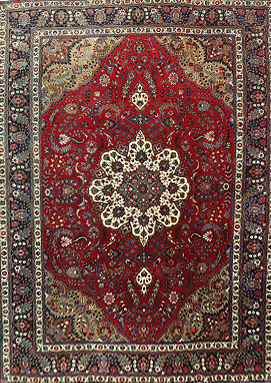 Tabriz Kurk Wool Rug 9.8 x 6.6 Feet