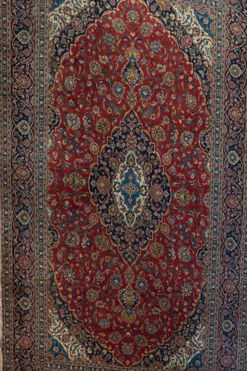 Kashan Wool Silk Rug 9.5’x12.5′