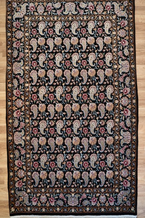 Isfahan Wool Silk Rug 3.9’x5.9′
